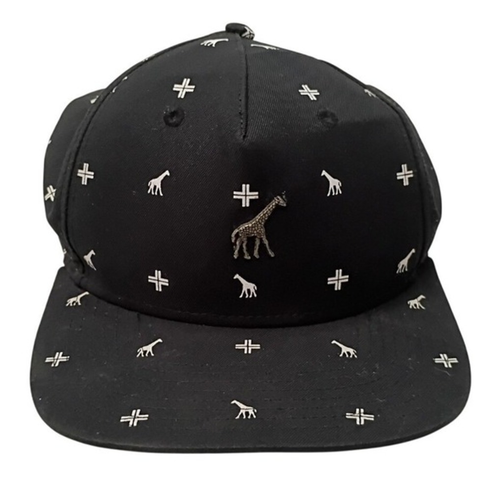 LRG True Heads‎ Black All Over Print Giraffe Strapback Adjustable Hat Streetwear